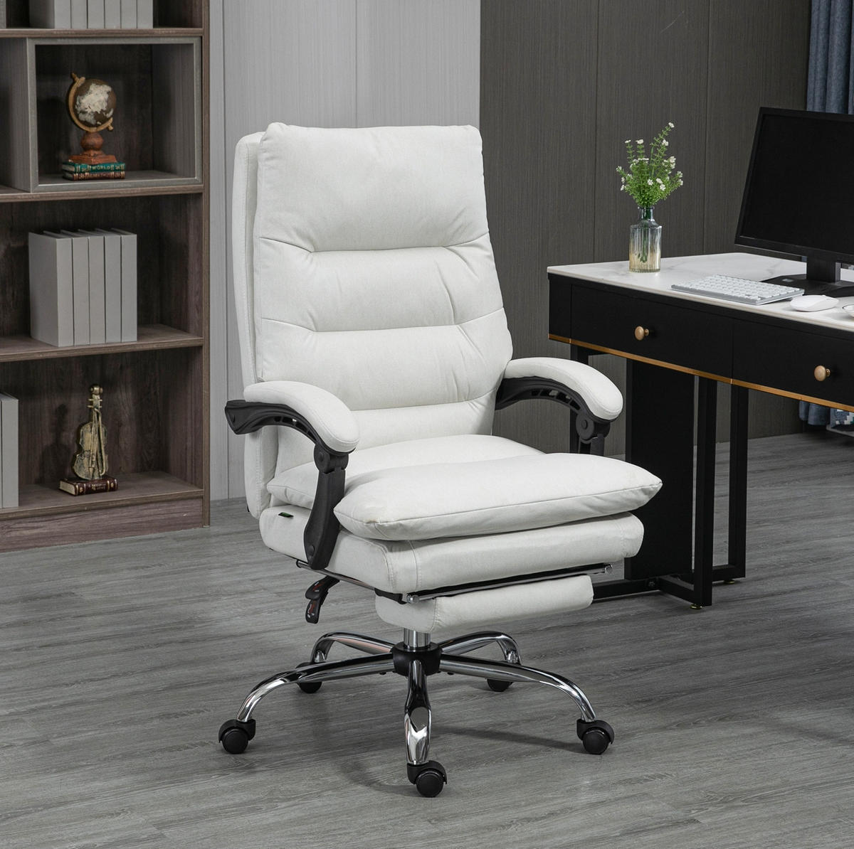 GAMINGSTUHL 65/72/109–117 cm, Massagefunktion, 135° neigbar, höhenverstellbar, cremeweiß - Creme, Kunststoff (72/117/65cm) - Redom