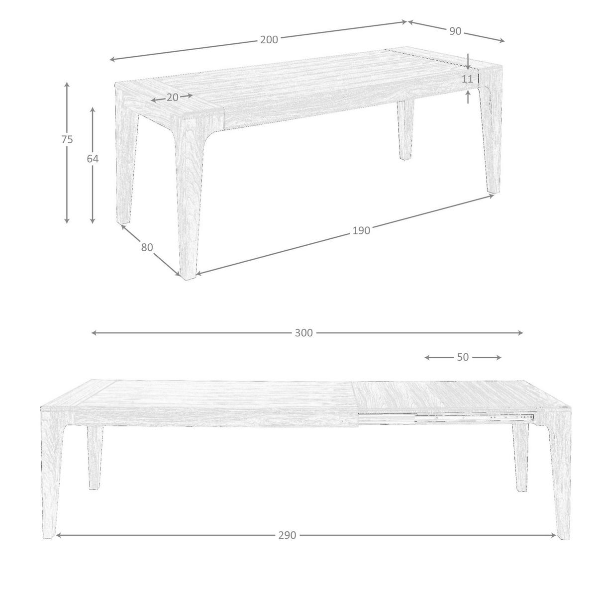ESSTISCH Rechteckiger ausziehbarer aus Nussbaumholz 200/90/75 cm - Nussbaumfarben/Walnussfarben, Holz/Holzwerkstoff (90/200/75cm) - ANGEL CERDA
