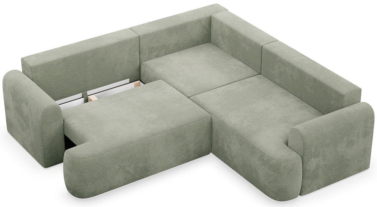 ROHOVÁ pohovka Kaveo, 245 cm univerzální s rohovým dílem - černá/světle zelená, textil/plast (245/245cm) - Selsey