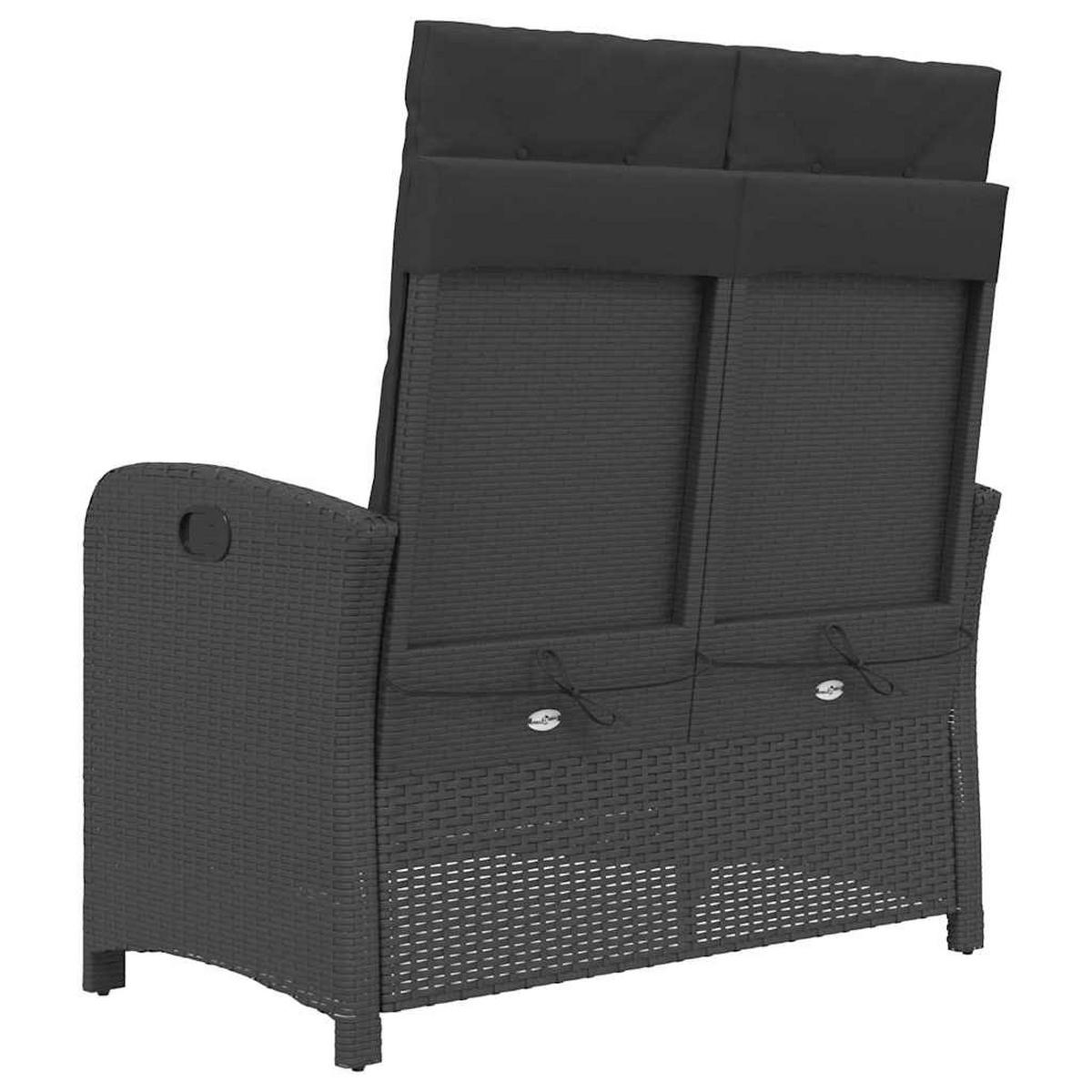 GARTENBANK Verstellbar Mit Kissen Schwarz Poly Rattan - Schwarz, Kunststoff (105/93/59cm) - vidaXL