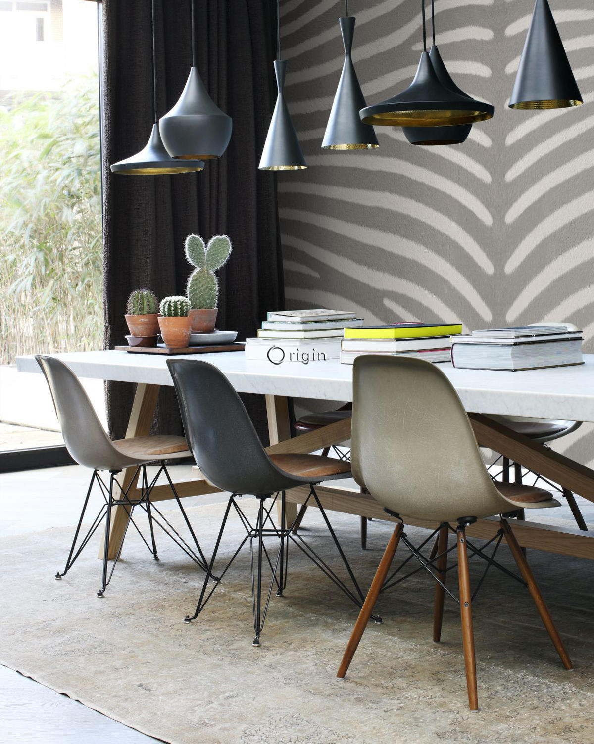 FOTOTAPETE Zebrastreifen 350 x 279 cm - Grau, Papier (350/279cm) - Origin Wallcoverings