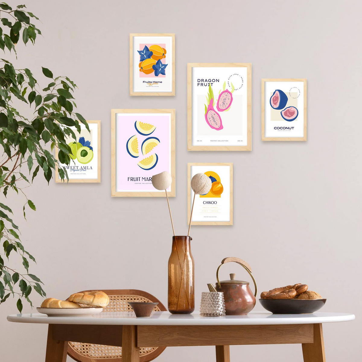 POSTER Set Mit 6 Lebensmittel Und Ernährungs Seltene Früchte A3 & A4 Rahmenlos - Klar, Papier (29/3cm) - Nacnic