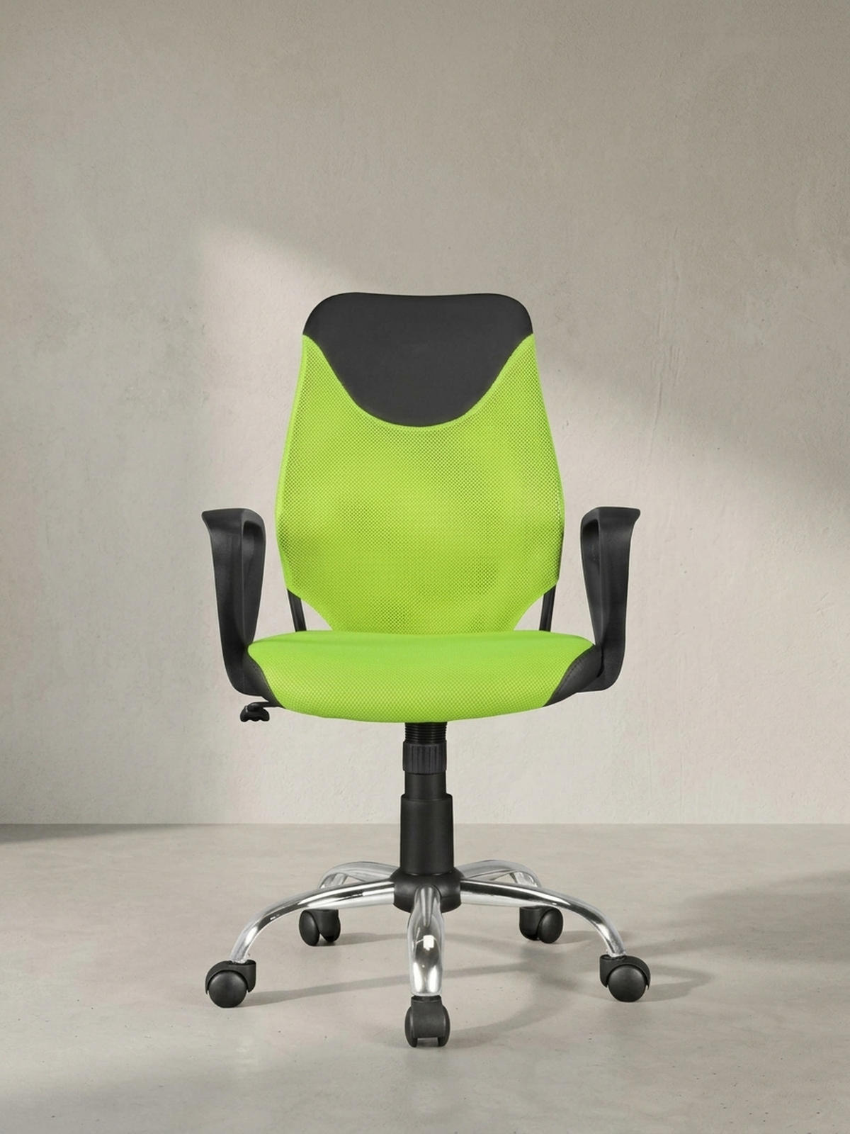 JUGENDDREHSTUHL Nylon Ergonomisch Höhenverstellbar DAVOS, Grün 60x60x101 cm - Silberfarben/Schwarz, Textil/Metall (60/101/60cm) - KADIMA DESIGN