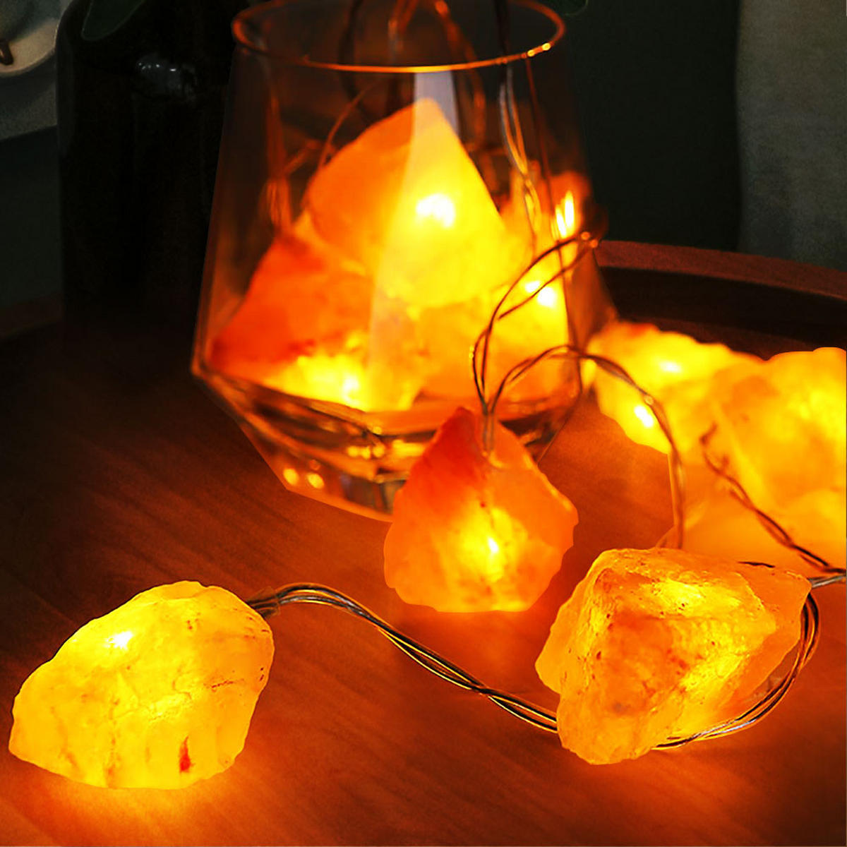 LED LICHTERKETTE Salzkristalle Rosa - Rosa, Kunststoff (165/4/4cm) - Globo Lighting