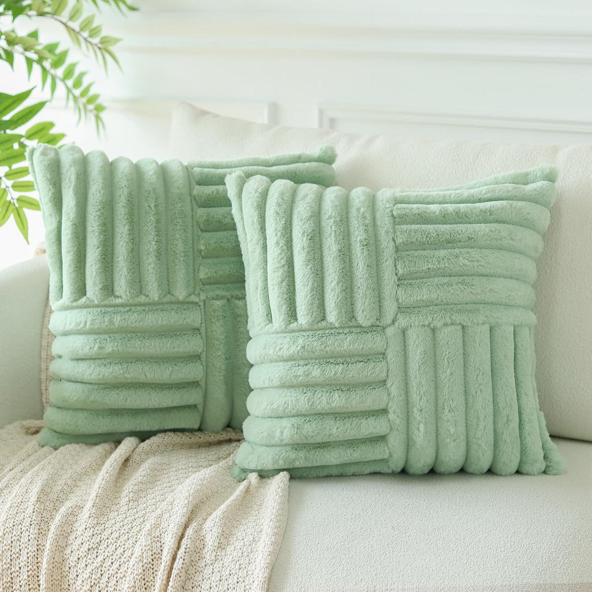 KISSENHÜLLE UNI Plüsch & Samt 45/45 cm - Grün, Textil (45/45cm) - Kaket