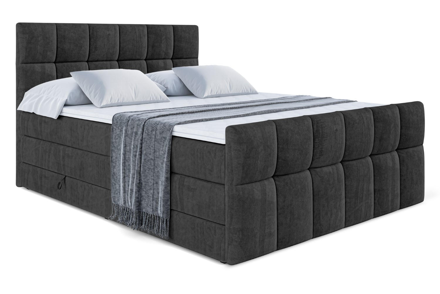 BOXSPRINGBETT RICAR-Z KING - 200 x 200 - H3/H4 - Schwarz - Schwarz, Holzwerkstoff (200/200cm) - ALTDECOR