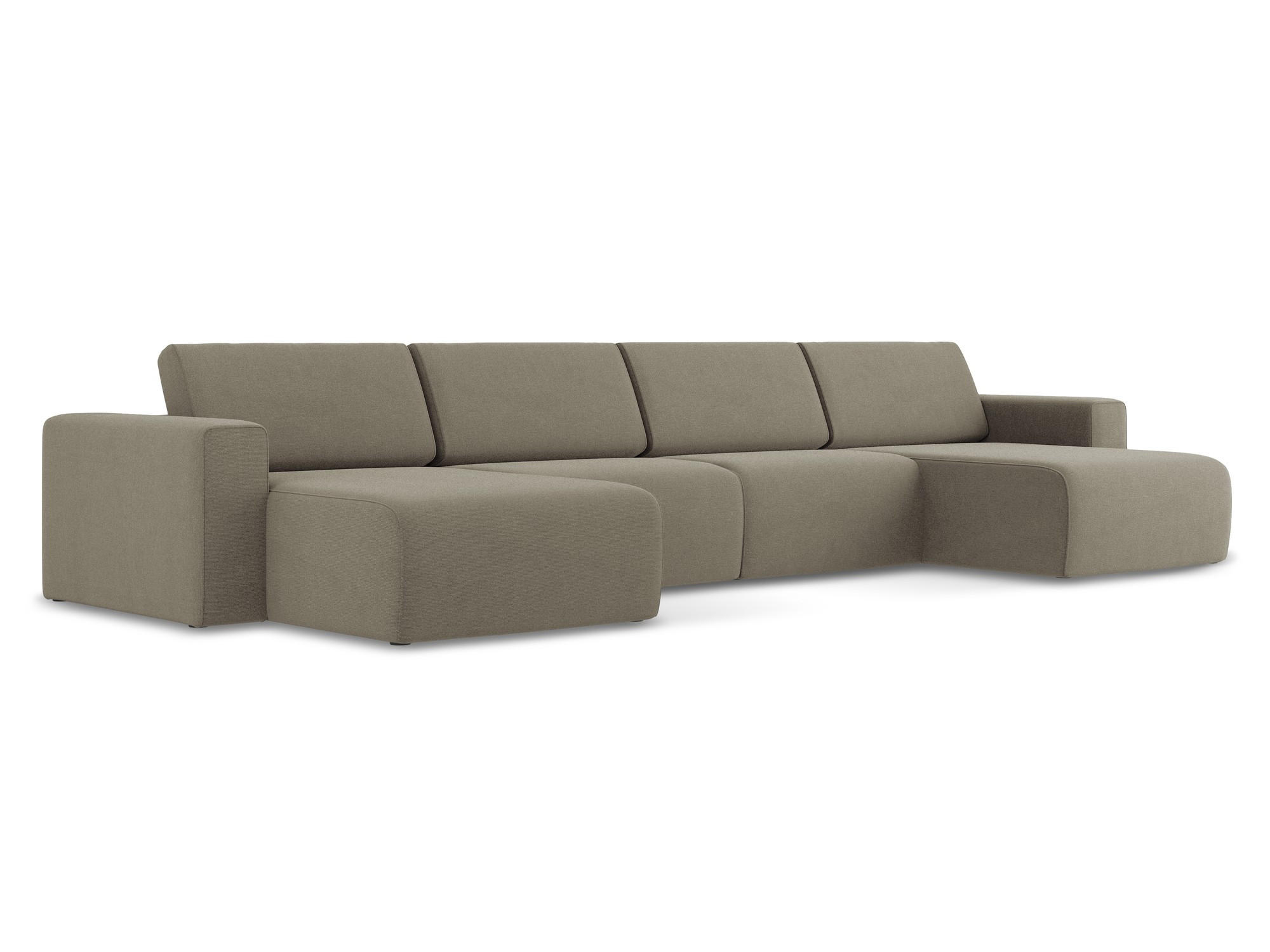 WOHNLANDSCHAFT Strukturstoff Stoff Beige - Beige/Schwarz, Kunststoff/Textil (404/80/167cm) - Makamii