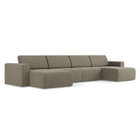 WOHNLANDSCHAFT Strukturstoff Stoff Beige - Beige/Schwarz, Kunststoff/Textil (404/80/167cm) - Makamii