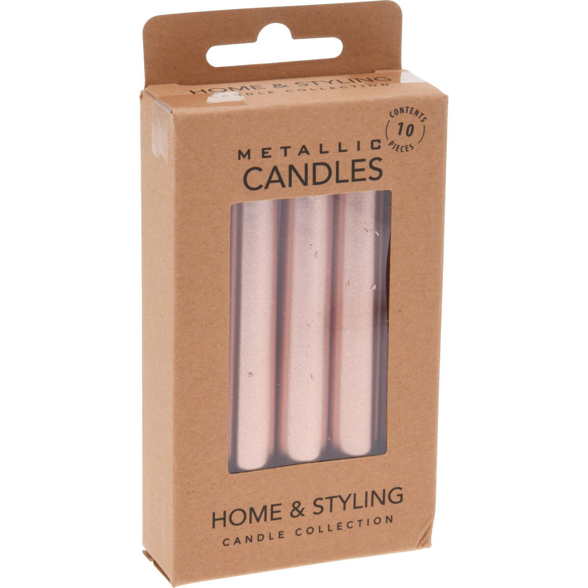TISCHKERZEN Metall aus Paraffin 1,2/1,2/10 cm - Rosa, Paraffin (1.2/10/1.2cm) - Home Styling Collection