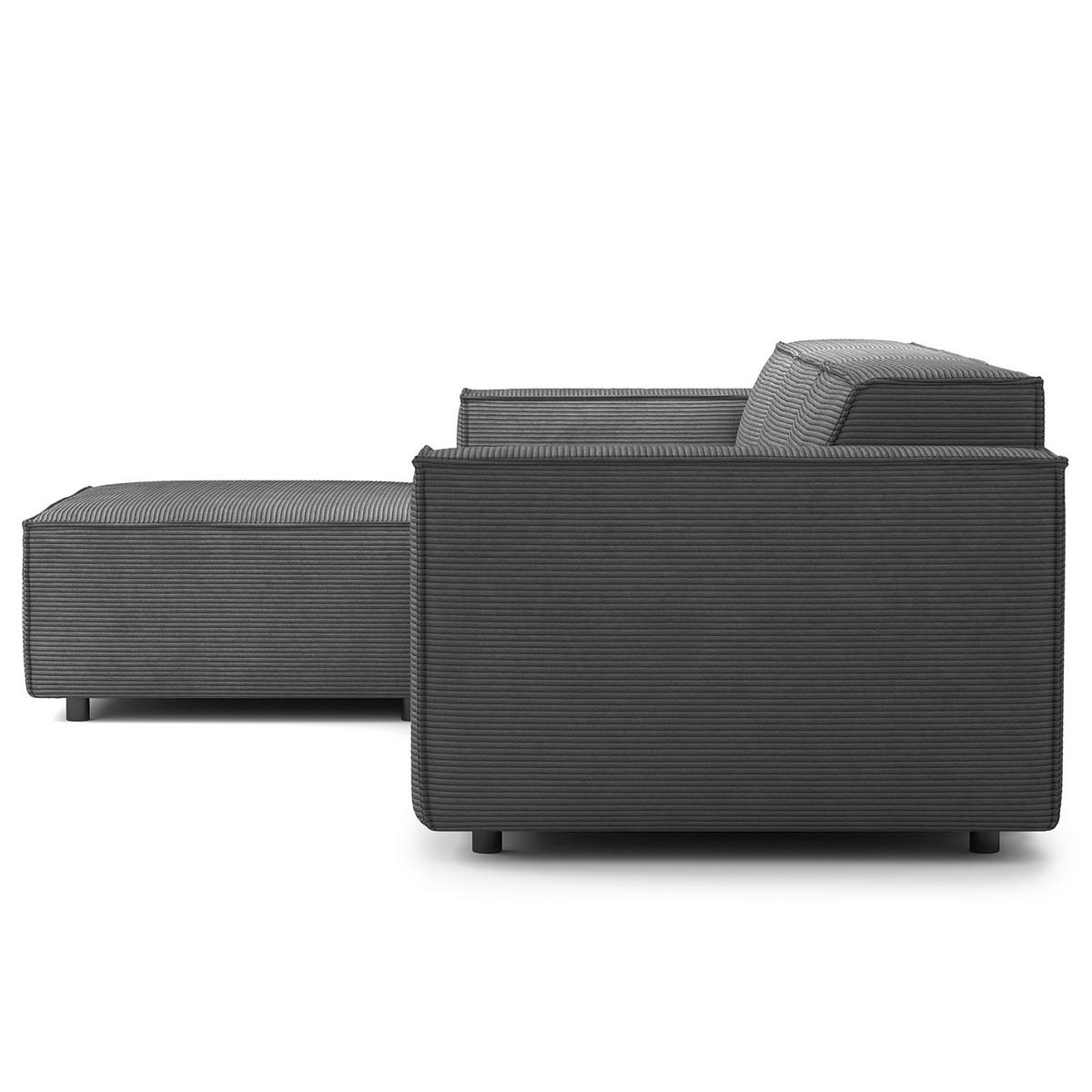 ECKSOFA mit Longchair - Anthrazit/Schwarz, Kunststoff/Textil (260/177cm) - home24