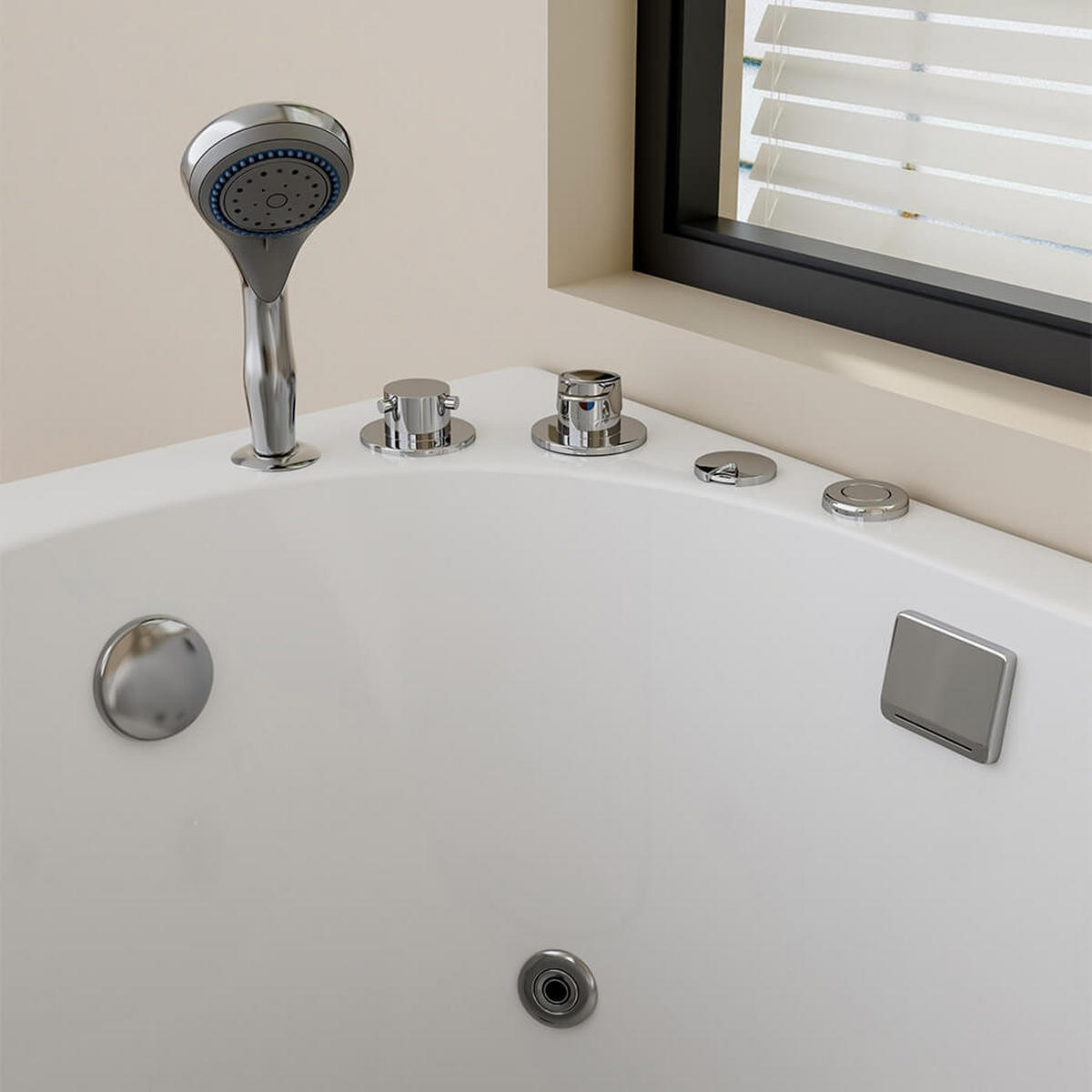 SENIORENBADEWANNE liegend mit Whirlpoolfunktion VITAL M - 153 x 76 cm Links - Weiß, Kunststoff (153/64/76cm) - Home Deluxe