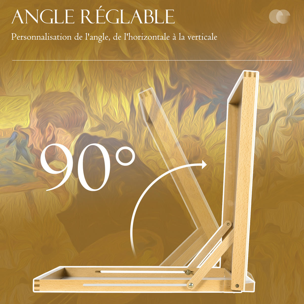 TISCH-STAFFELEI DE-16730 für A2-Formate, neigbar 0-90° Naturholz - Naturfarben, Holzwerkstoff (51.4/51/75.8cm) - ComfortXL