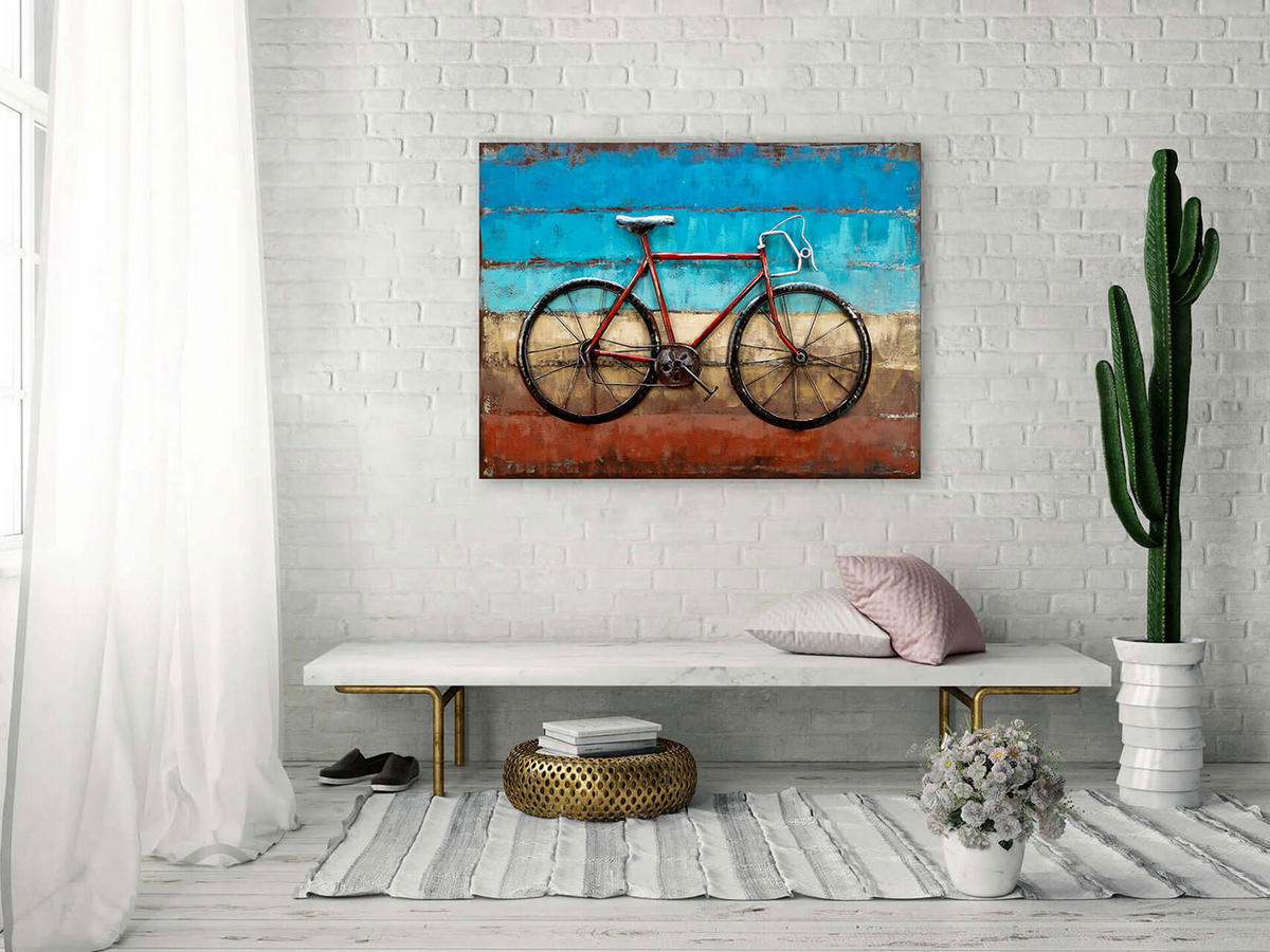 METALLBILD Blau 100/70 cm - Blau/Rot, Metall (3.2/70cm) - KUNSTLOFT