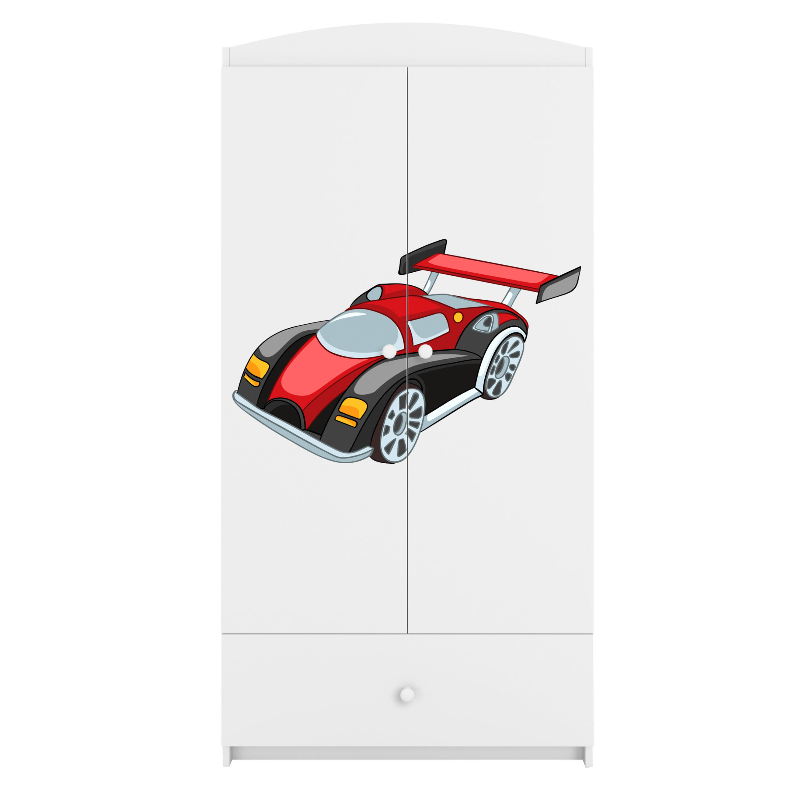 KINDERKLEIDERSCHRANK Formel 1 - Weiß, Holzwerkstoff (90/175/52cm) - RAUMHIRSCH FURNITURE