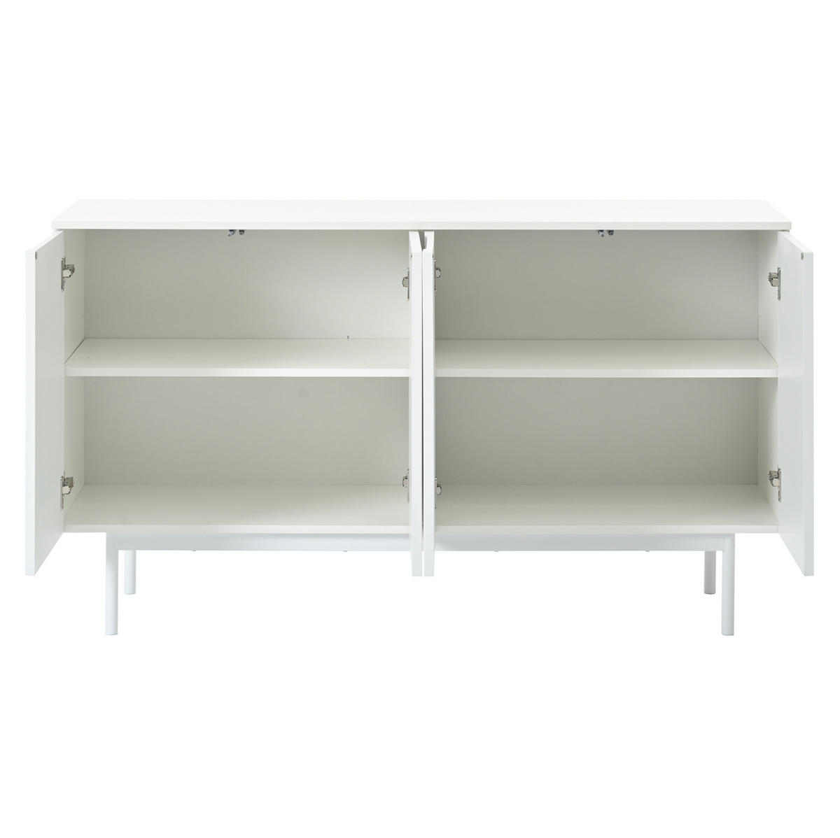 BUFFETSCHRANK 105/40/180 cm mit LED-Beleuchtung, Steckdosenleiste und verstellbaren Einlegeböden, Weiß - Weiß, Holzwerkstoff (105/180/40cm) - Redom