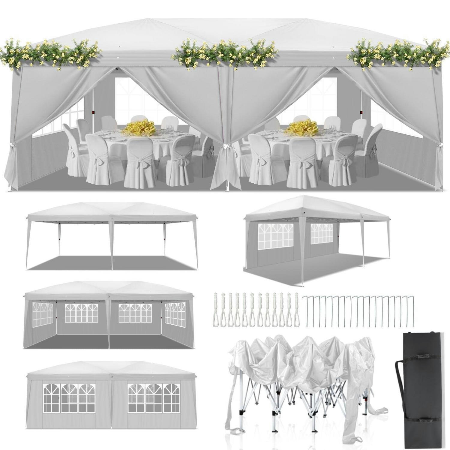 FALTPAVILLON 3x6m Pop-up Weiß mit 6 Seitenteilen - Weiß, Textil (300/268/600cm)