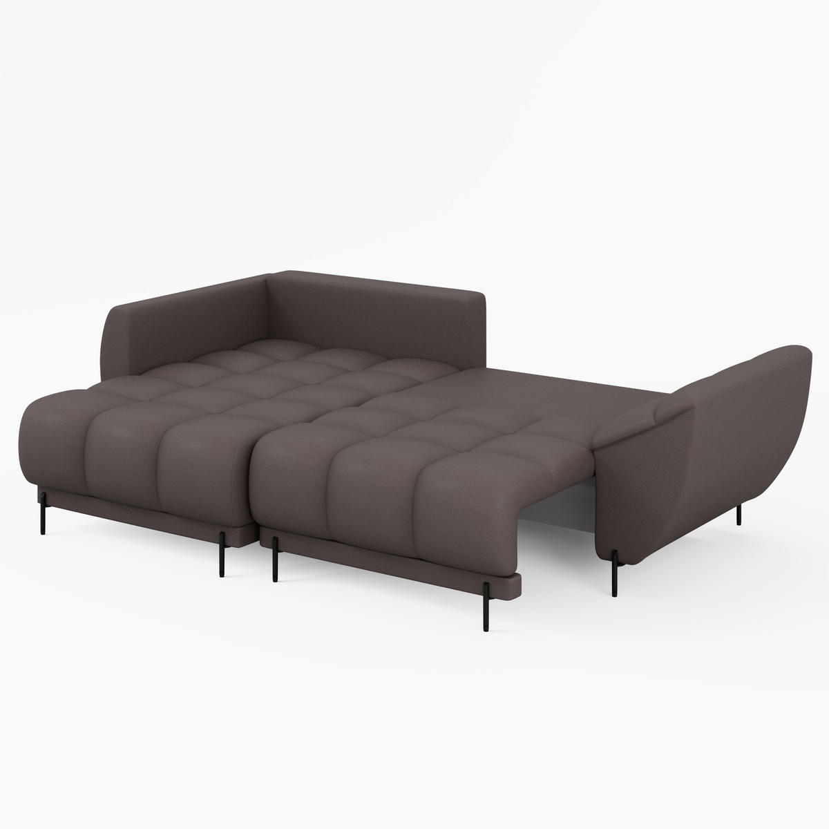 ECKSOFA LEGRO Links Schwarz Velours Pet Friendly L-Form Couch mit Schlaffunktion & Bettkasten - Schwarz, Holz (180/285cm) - Barchello