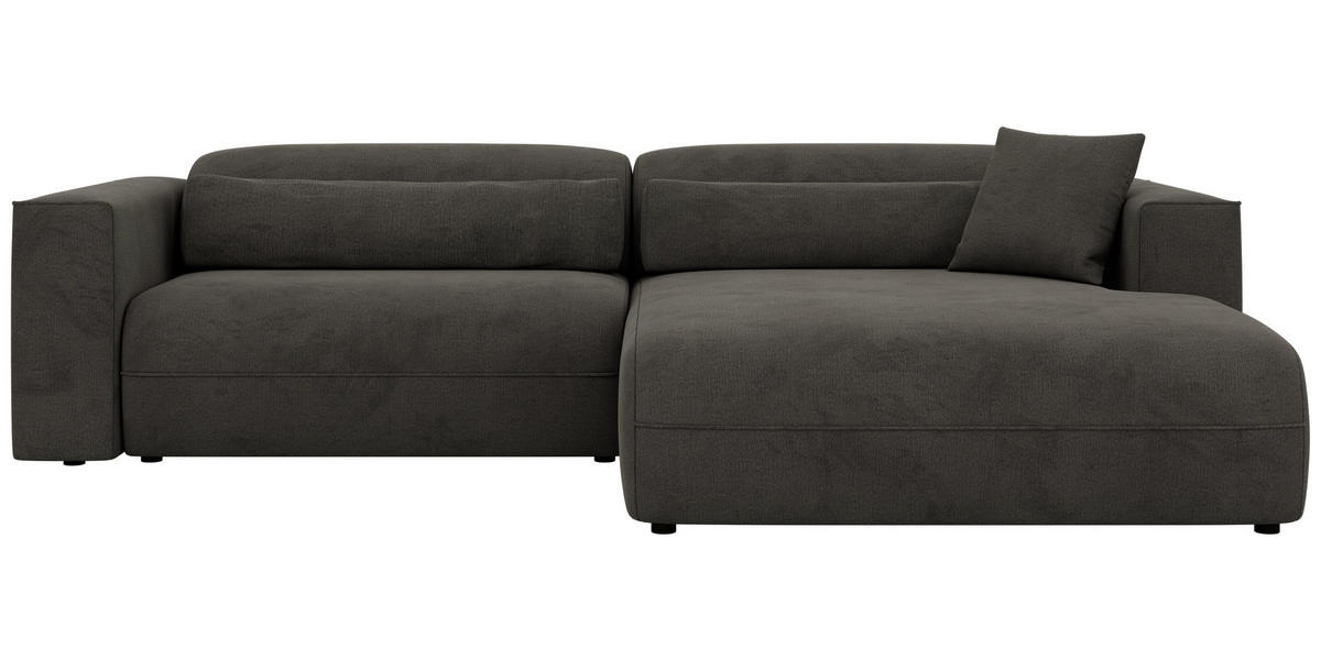 ROHOVÁ SEDAČKA PAZURRO L - Tmavosivá Samet - Vpravo - čierna/tmavosivá, textil/plast (288/180cm) - MKS