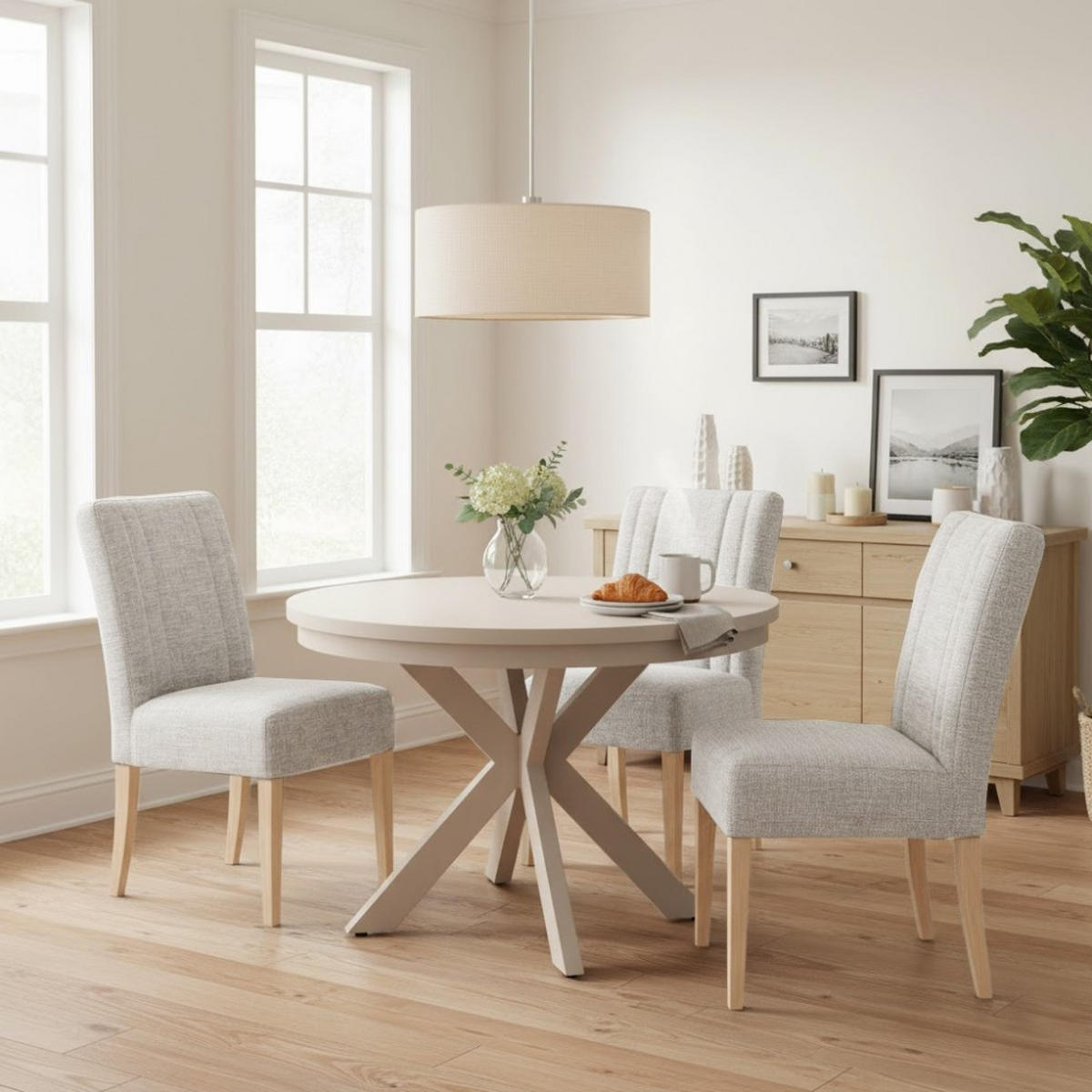 STUHL FREYA mit Buchenholzbeinen, Polsterstuhl, Beige - Beige/Buchefarben, Holz (47/94/42cm) - Beautysofa