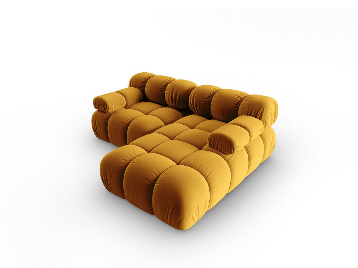 MODULARES-ECKSOFA rechts Bellis aus Samt gelb 3 Sitzplätze - Gelb, Textil (157/191cm) - Micadoni