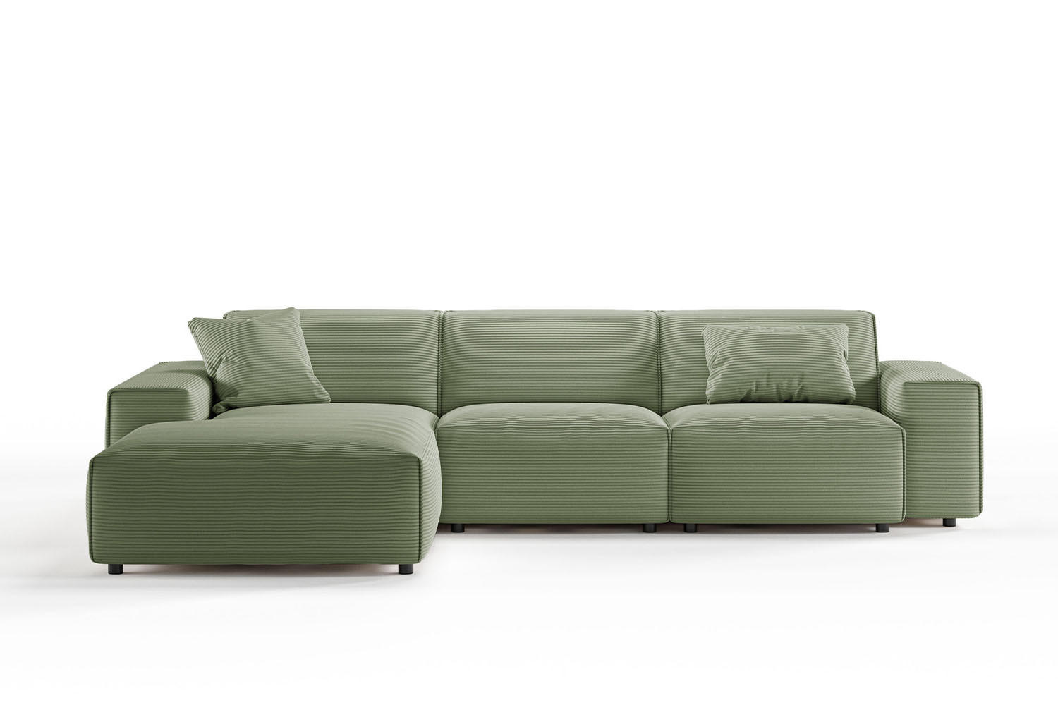 ECKSOFA RANI Grün Cord - Schwarz/Grün, Kunststoff/Textil (299/189cm) - KAWOLA