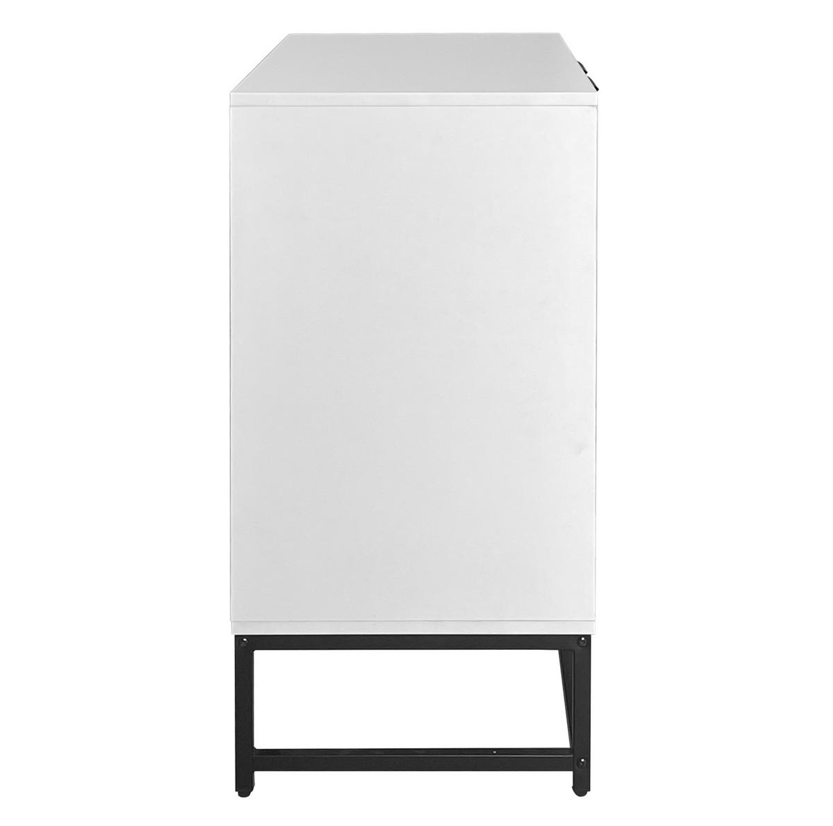SIDEBOARD aus Spanplatte 160x40x80 cm Weiß mit Wellentüren, Metallgriffen und viel Stauraum - Weiß, Holzwerkstoff (160/80/40cm) - Modfu