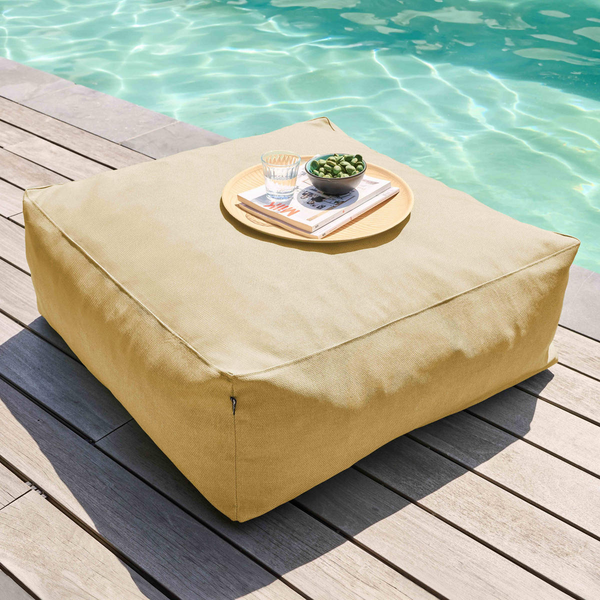GARTENSOFA mit 5 Sitzplätzen, Hellgelb - Gelb, Textil (85/65/340cm) - Oviala