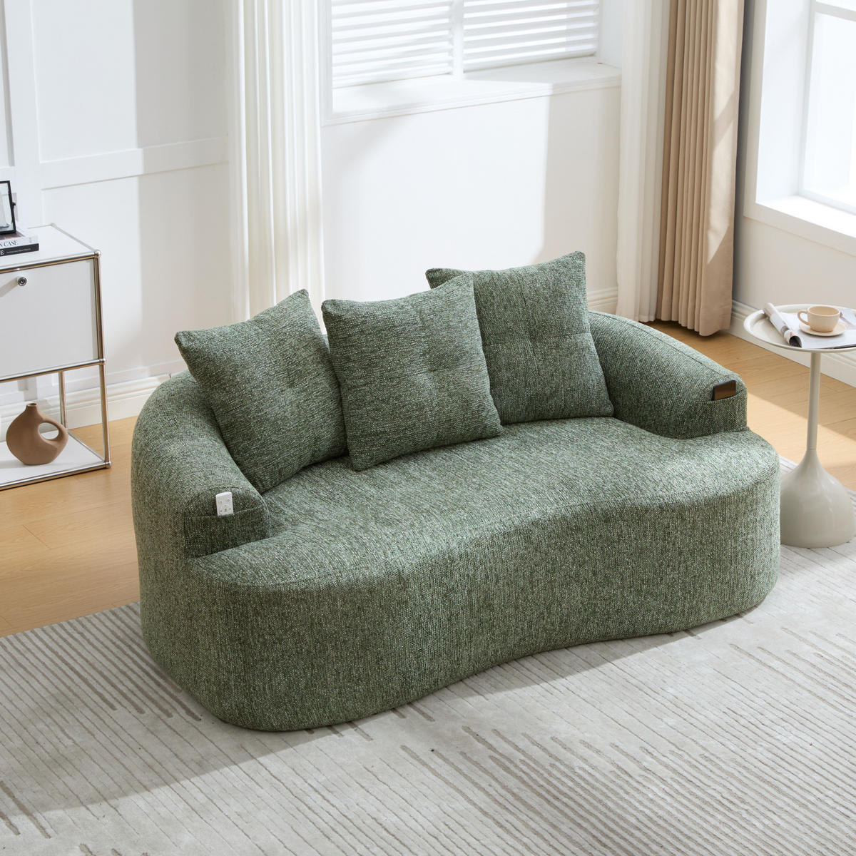 ZWEISITZERSOFA Chenille Grün 164 x 92 x 60 cm - Grün, Holzwerkstoff (164/64/92cm) - Meubliv