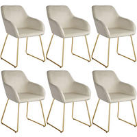 ESSZIMMERSTUHL Jeane,57 x 61 x 85,5 cm, Belastbarkeit 120 kg,Samtoptik creme/gold - Goldfarben/Samtahornfarben, Kunststoff (57/85.5/61cm) - tectake