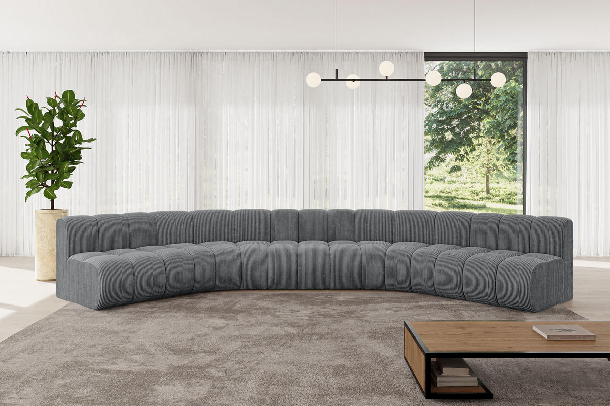 WOHNLANDSCHAFT modulares Sofa Montra-U1 - 490x174x70 cm Dunkelgrau - Dunkelgrau, Holzwerkstoff/Textil (490/70/174cm) - ALTDECOR