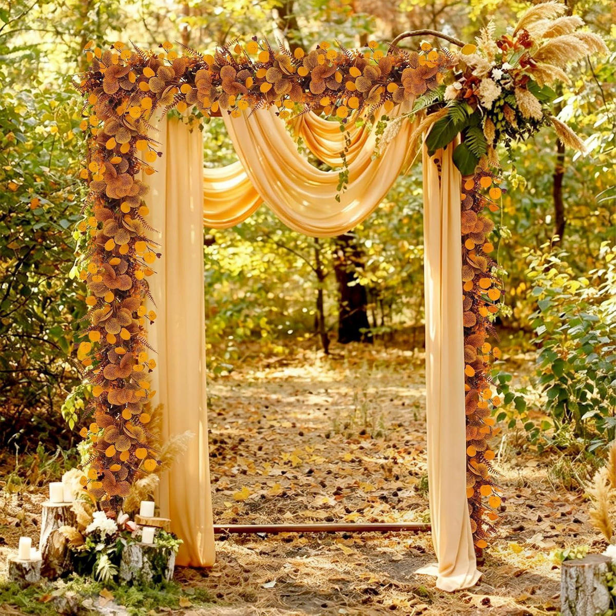 KÜNSTLICHE Eukalyptus Girlande 2er Set 180 cm Herbstfarben - Multicolor, Kunststoff (10cm)