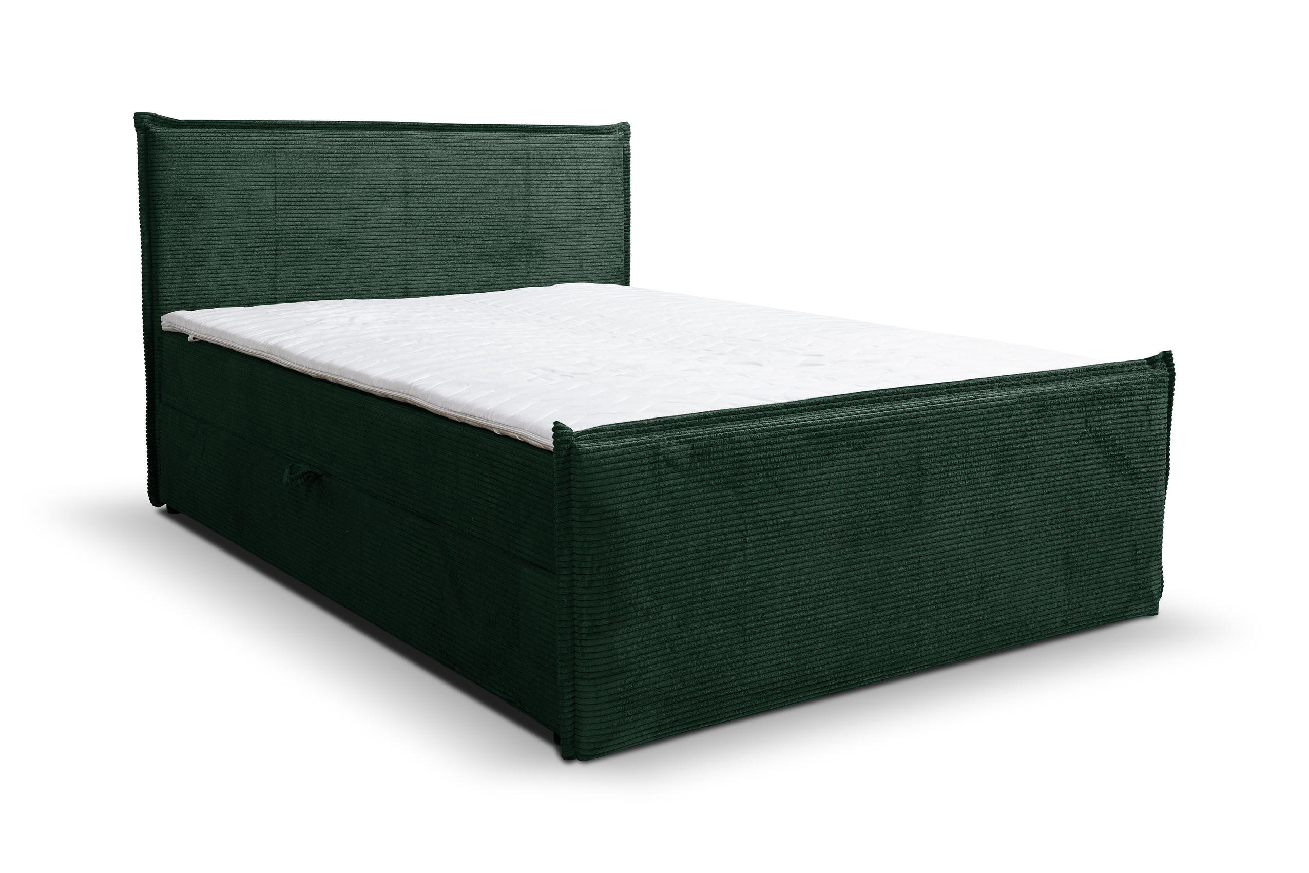 BOXBETT Vanessa mit 2 Bettkästen, 180x200, Farbe: Grün, Cordstoff, mit Bonell-Matratze inkl. Topper - Grün, Holz/Kunststoff (180/200cm) - VENASI MÖBEL