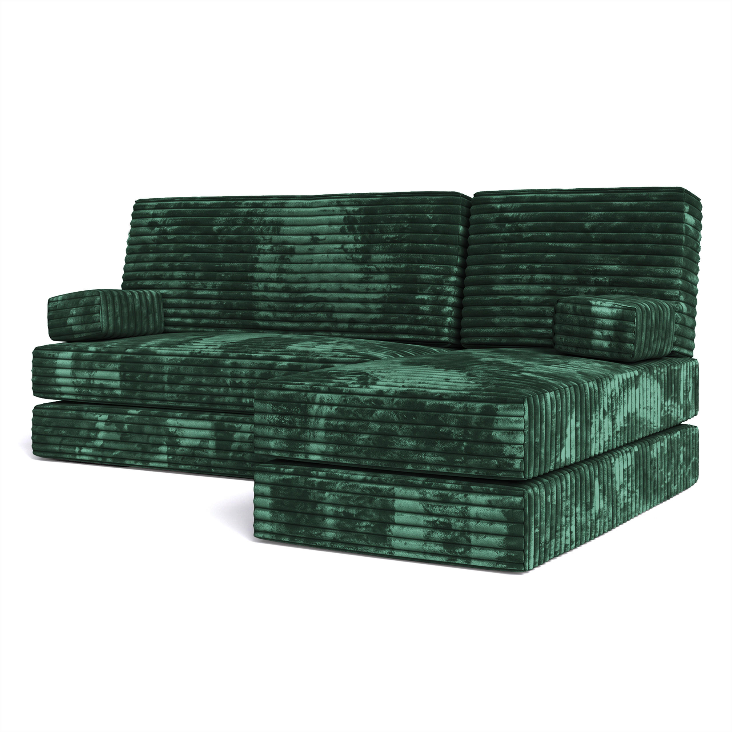 ECKSOFA NOTIA modulares Boneless Sofa mit Schlaffunktion Grün Kordstoff - Grün, Textil (200/120cm) - MASSENO