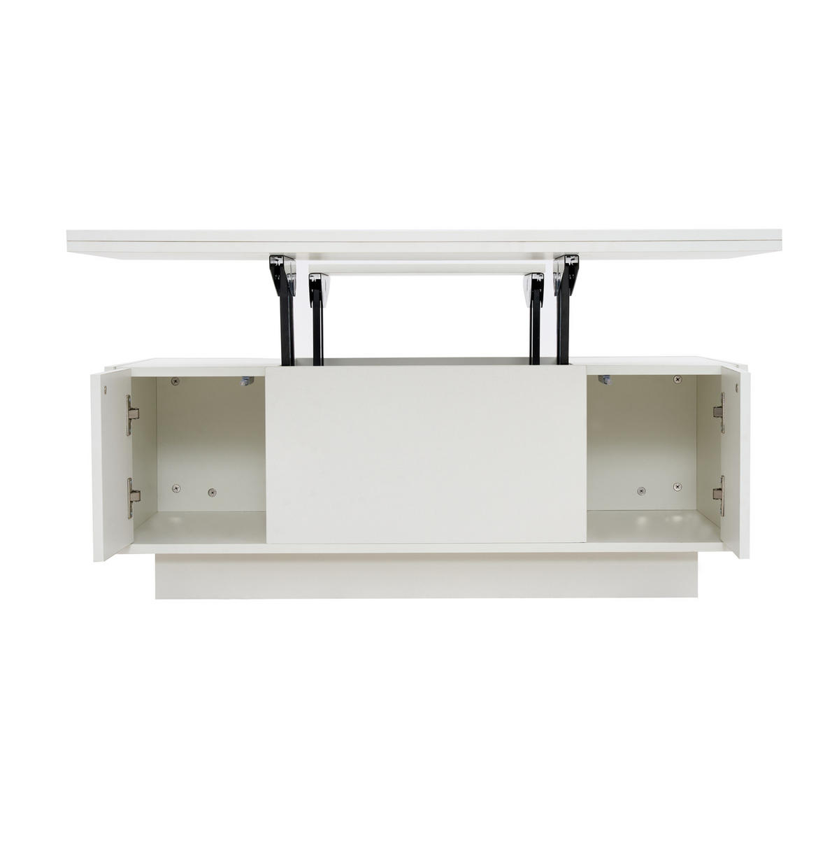 COUCHTISCH 100/50/43 cm mit Doppel-Hebemechanismus, verstecktem Stauraum und 2 Türen, Spanplatte, Weiß - Weiß, Holzwerkstoff (100/50/43cm) - Redom