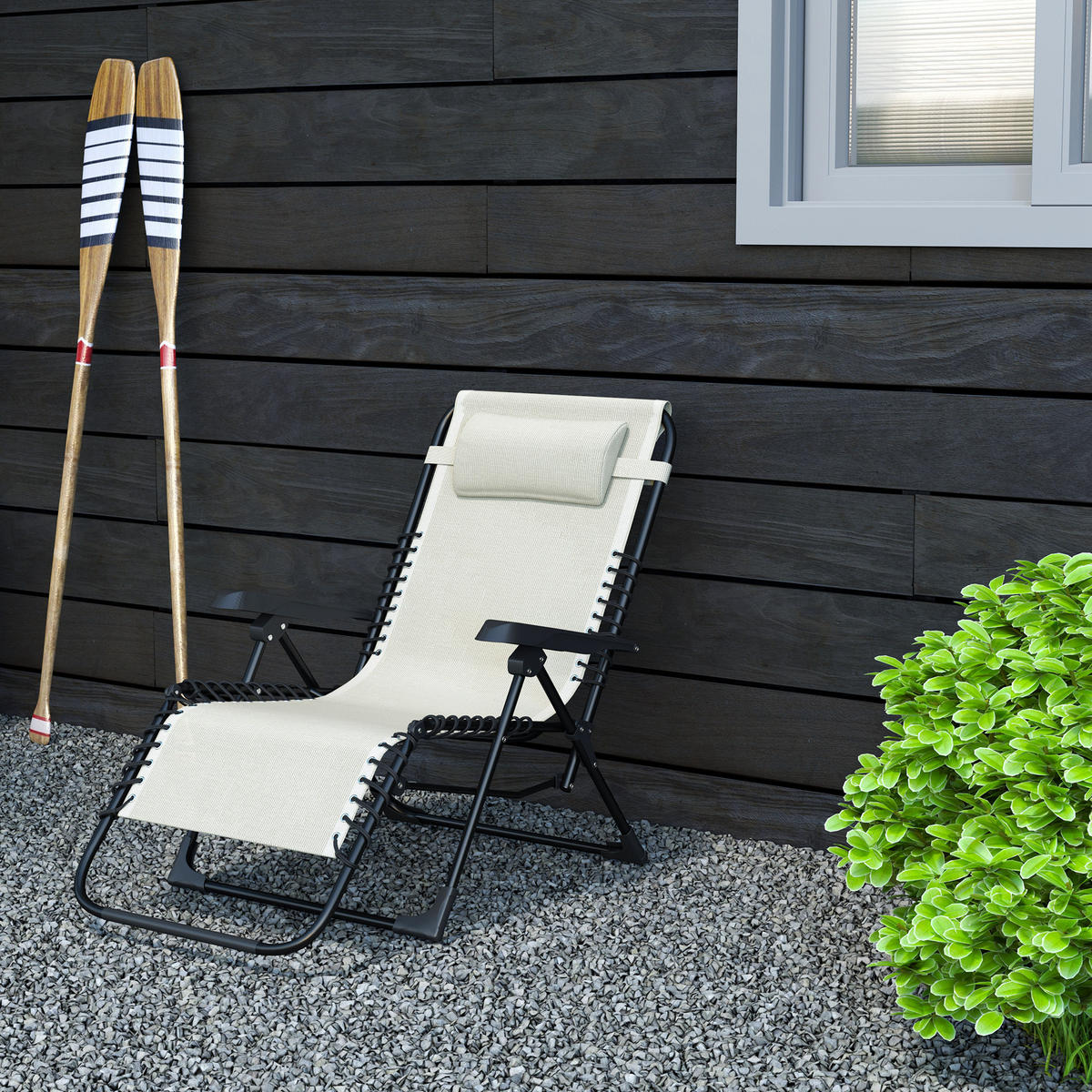 SONNENLIEGE klappbar verstellbar beige - Beige, Metall (65/112/90cm) - LEBENLANG