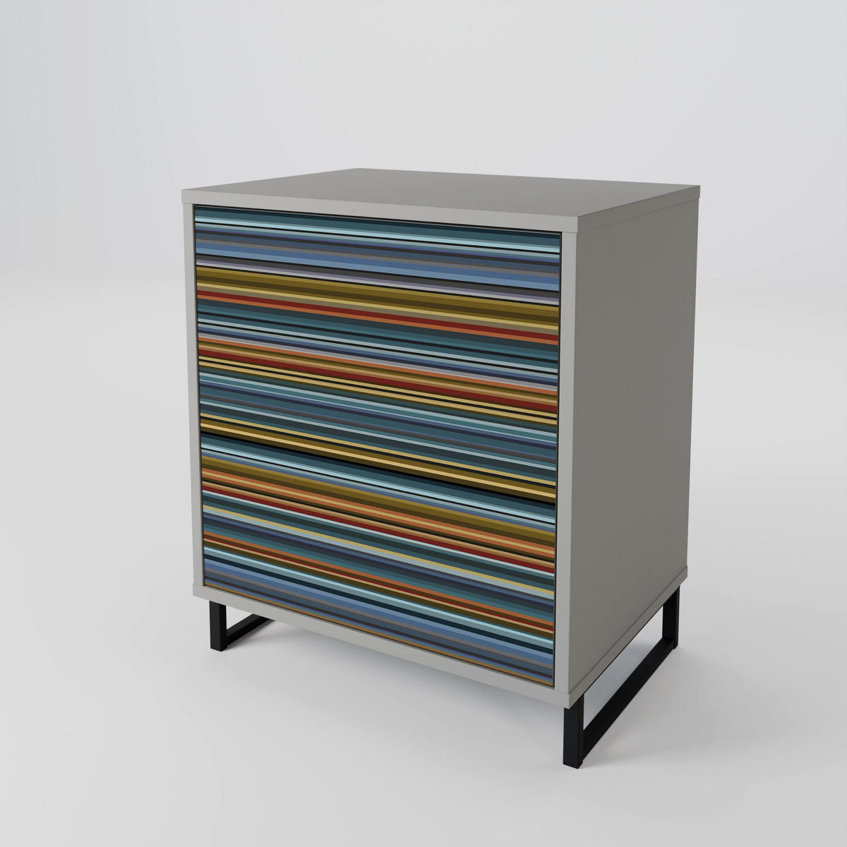 SIDEBOARD LINEOUT SPECTRUM, Grau, 57,5x42x70,5 cm, Schwarze Metall-Sternfüße - Multicolor/Schwarz, Holzwerkstoff/Metall (57.5/70.5/42cm) - SpaceRebels