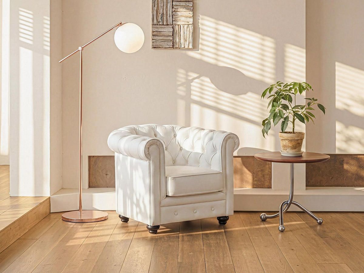 SESSEL mit gerader Rückenlehne - 1 Person - Kunstleder - Weiß - - Weiß, Leder (82/72/78cm) - Vente-Unique