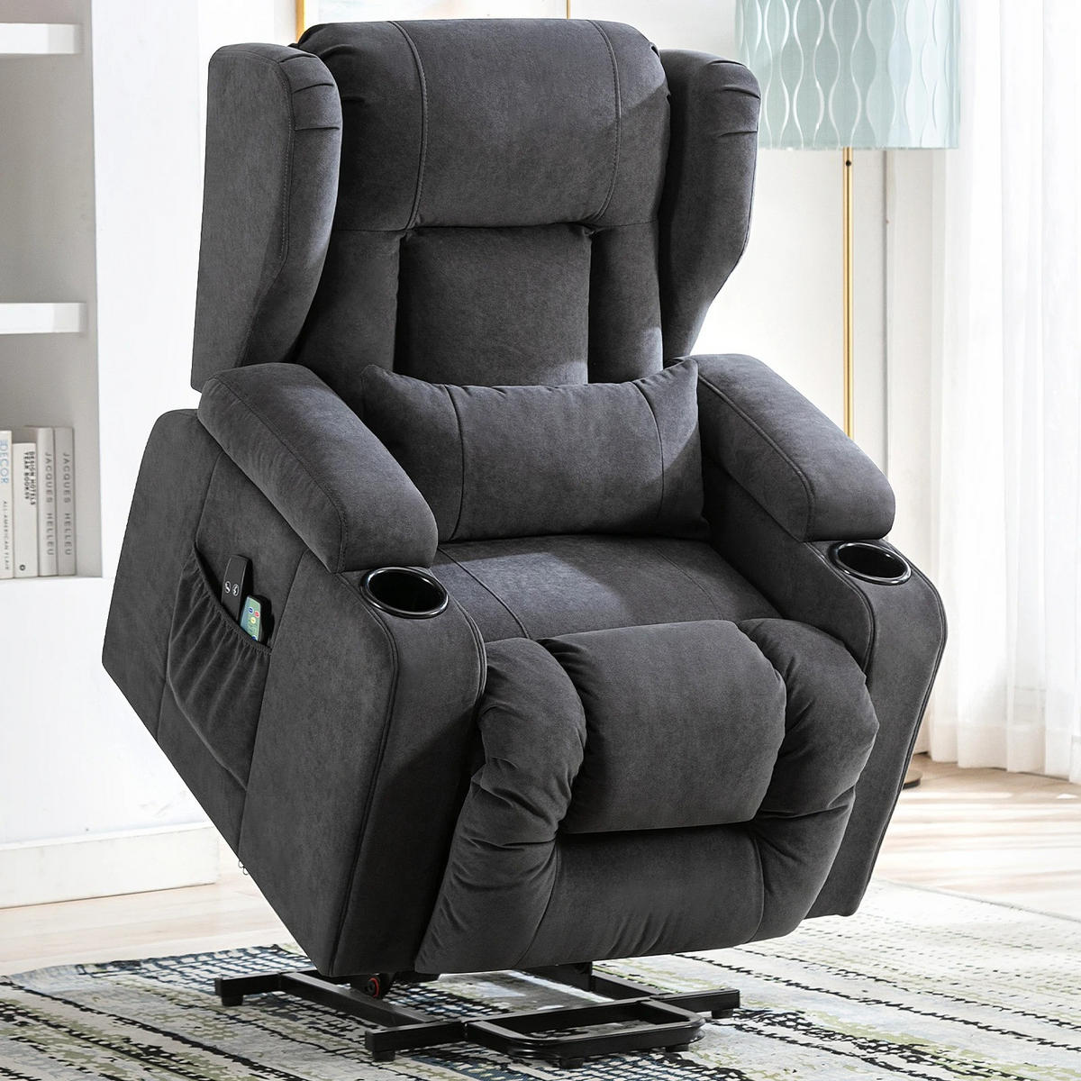RELAXSESSEL Aufstehhilfe Stoff Grau - Grau, Textil (82.8/100.33/74.93cm) - Coonoor