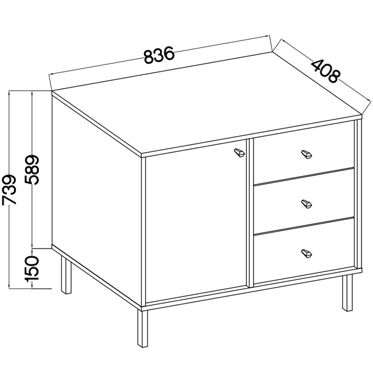KOMMODE FLOREN, Creme/Gold - Creme, Holzwerkstoff/Metall (83.6/73.9/40.8cm) - KONSIMO®