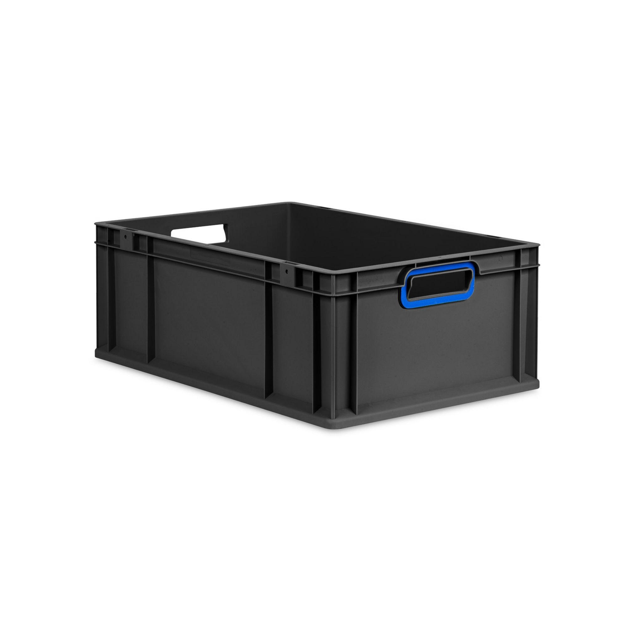 EUROBOX NextGen Color 22x40x60 cm 44 Liter Griffe blau offen, Schwarz - Blau/Schwarz, Kunststoff (40/22/60cm) - PROREGAL