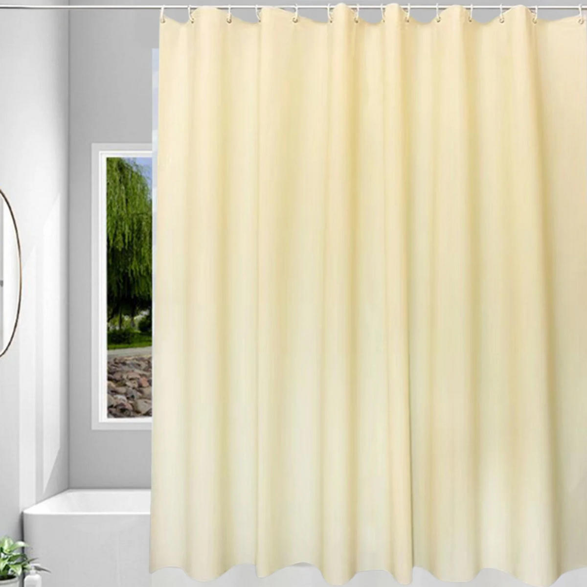 DUSCHVORHANG Beige PEVA modern wasserdicht schimmelresistent mit Haken - Gelb, Kunststoff (180/180cm) - MCBOSON