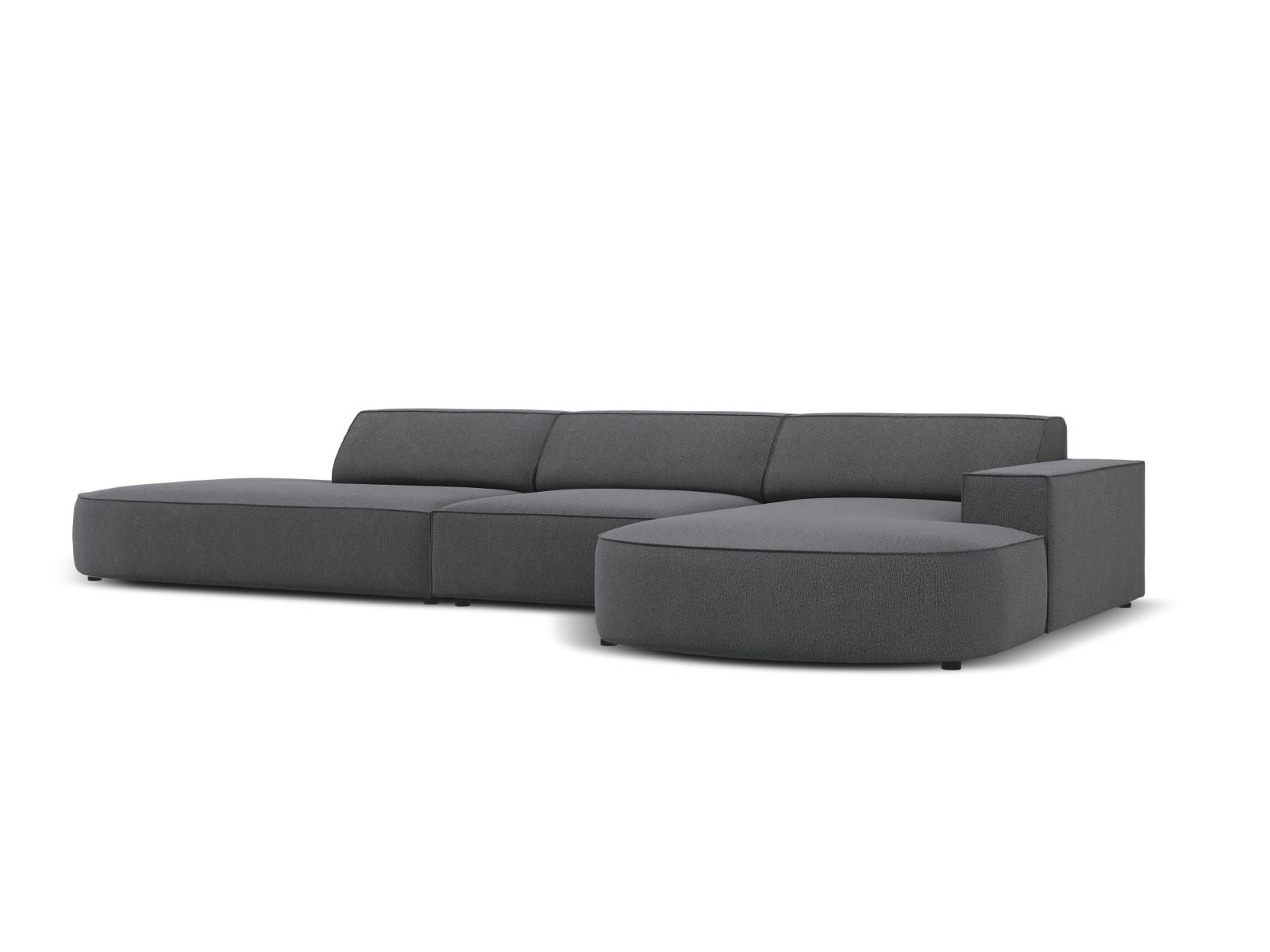 ECKSOFA rechts Jodie aus strukturiertem Stoff dunkelgrau 4 Sitzplätze - Dunkelgrau, Textil (166/342cm) - Micadoni