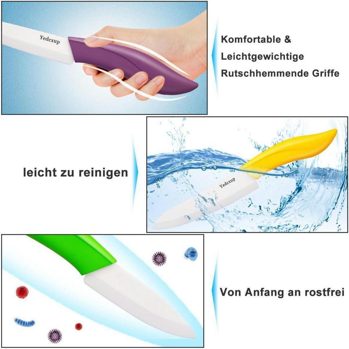 KÜCHENMESSERSET Keramik 4-teilig Multicolour - Weiß, Keramik (15.2cm)