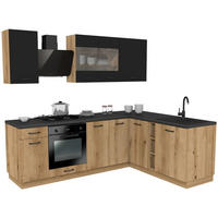 KÜCHENMÖBEL SET Schwarz, Eiche Evoke 240/154/48 - Schwarz, Holzwerkstoff (240/154/48cm) - RAUMHIRSCH FURNITURE
