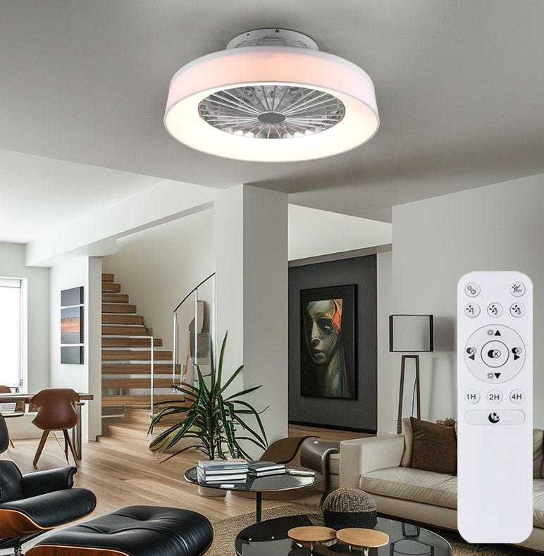 LED DECKENLEUCHTE Farsund Weiß - Weiß, Textil (47/47/20cm)