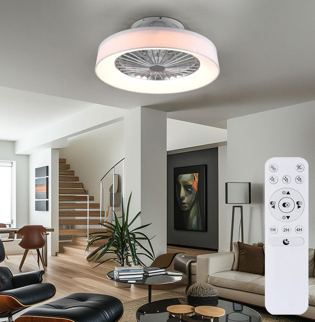 LED DECKENLEUCHTE Farsund Weiß - Weiß, Textil (47/47/20cm)