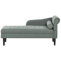 ČALOUNĚNÉ LEHÁTKO CHAISE LONGUE PRAVOSTRANNÉ Látka Zelené Yvoire - černá/zelená barva, textil (68/72/151cm) - Beliani