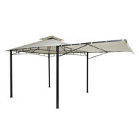 PERGOLA STAHL + SEITENWAND Cremeweiß - Weiß, Textil (490/275/250cm) - MCW