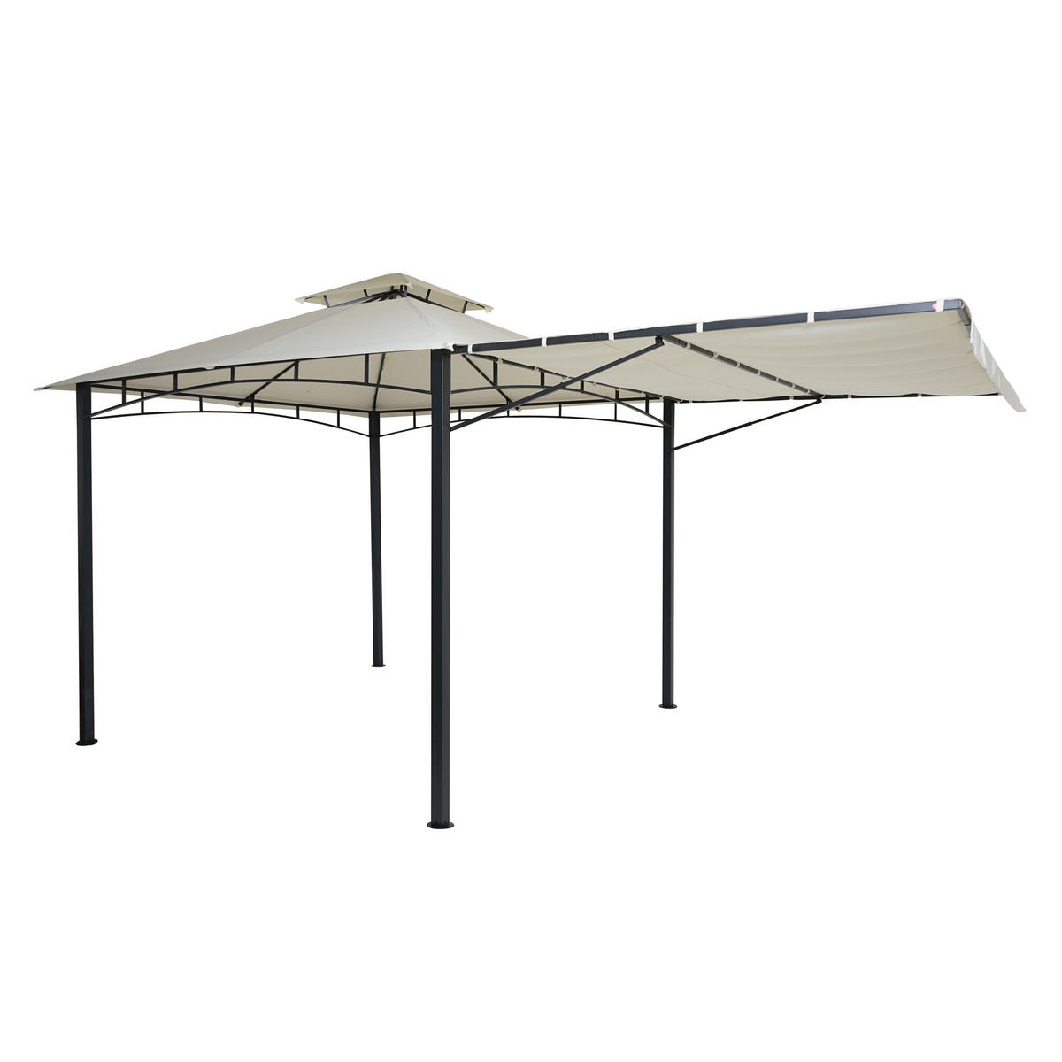 PERGOLA STAHL + SEITENWAND Cremeweiß - Weiß, Textil (490/275/250cm) - MCW