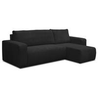 ECKSOFA LUNA mit Schlaffunktion und Bettkasten Cord-Stofff (Schwarz) - Schwarz, Textil (244/142cm) - VENASI MÖBEL